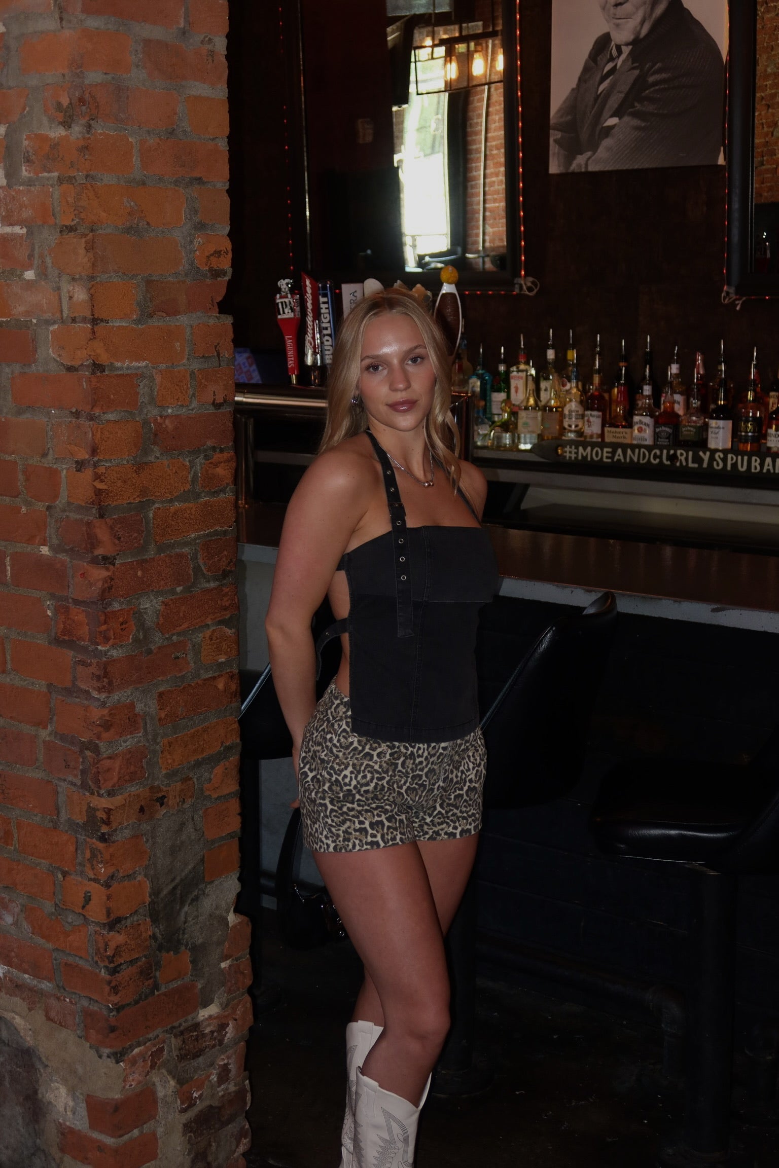 Wren Denim Halter Top In Black