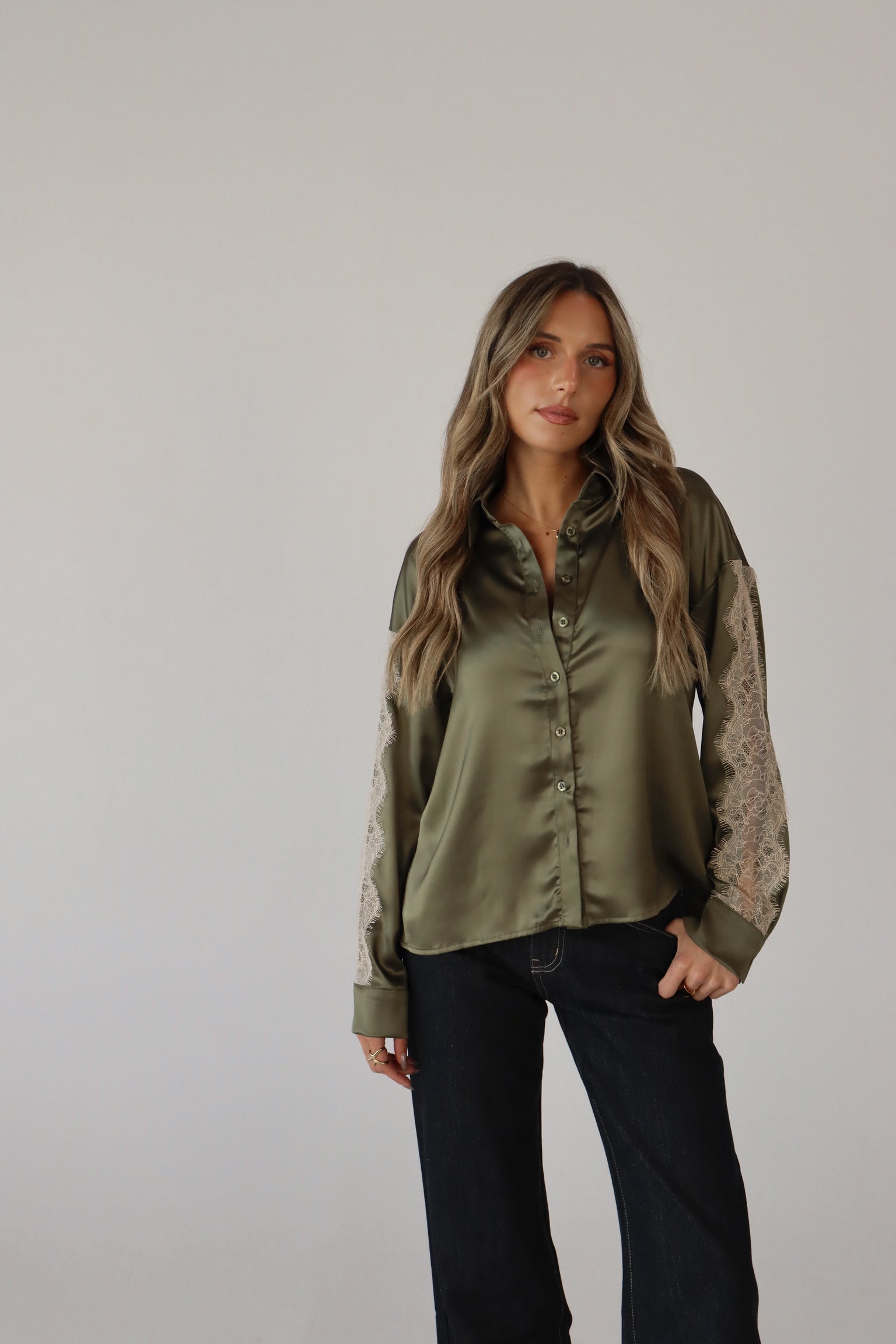 Nevaeh Olive Satin Short Set