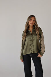 Nevaeh Olive Satin Short Set