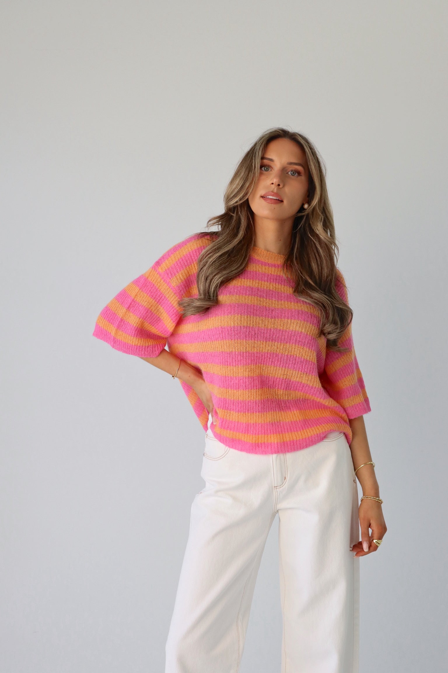 Tessa Striped Knit Short Sleeve