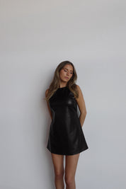 Vegan Leather Sleeveless Mini Dress