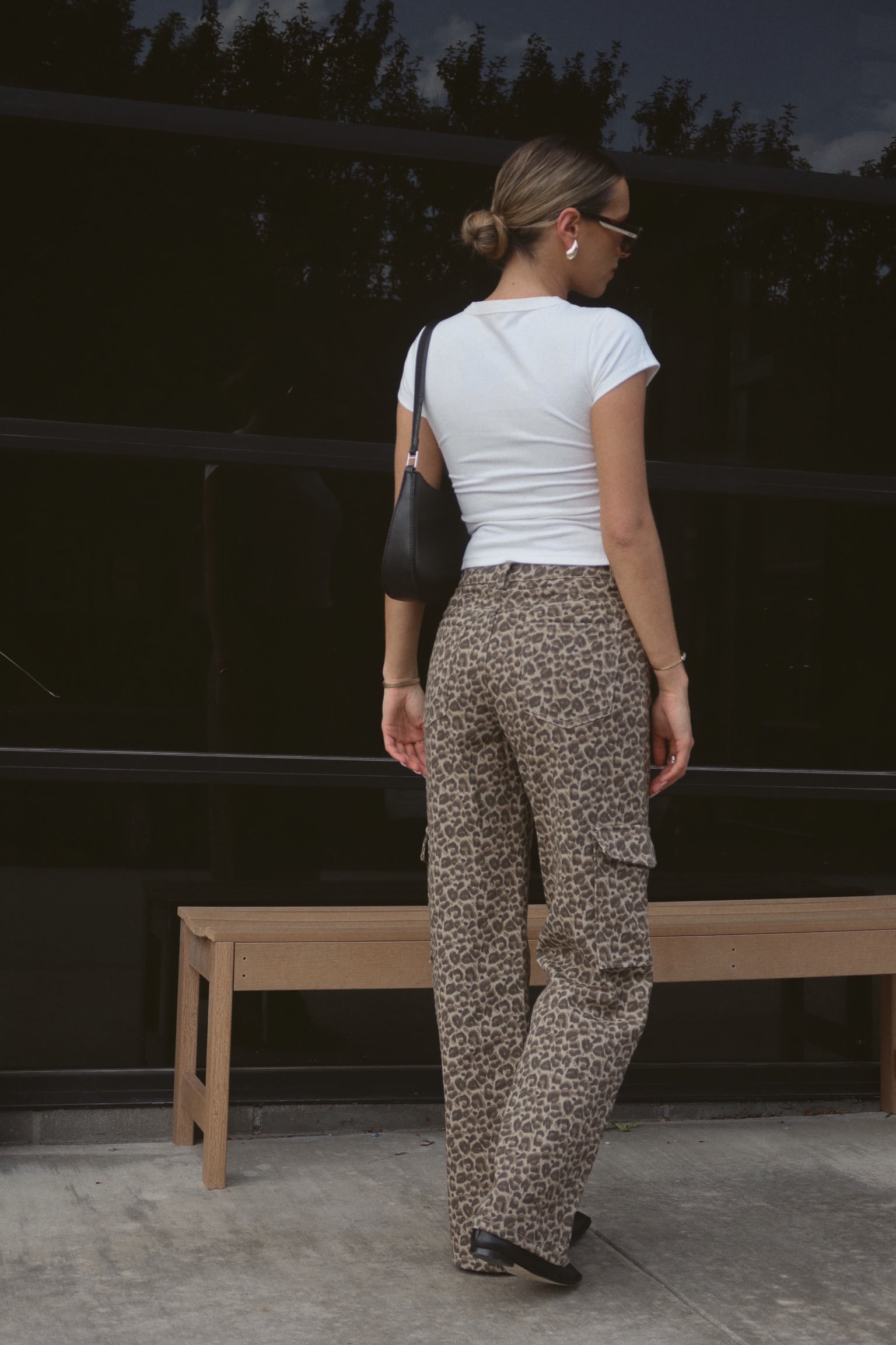 Mid Rise Leopard Print Cargo Pants