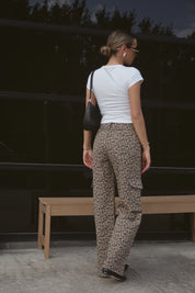 Mid Rise Leopard Print Cargo Pants