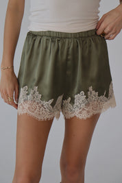 Nevaeh Olive Satin Short Set