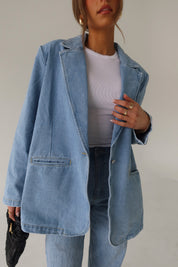 Heather Oversized Denim Blazer