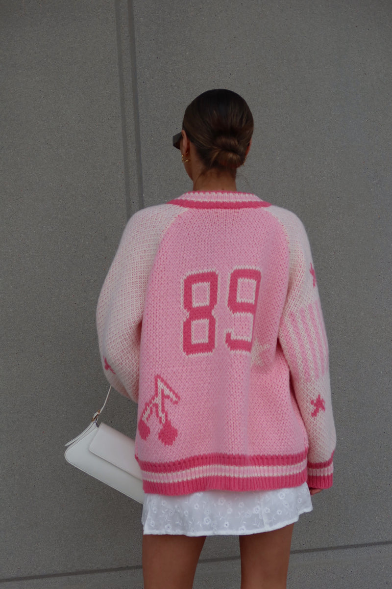 RESTOCKED :Pink 89 Sweater Zip-Up Cardigan