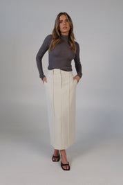 Tailored Maxi Skirt in Beige