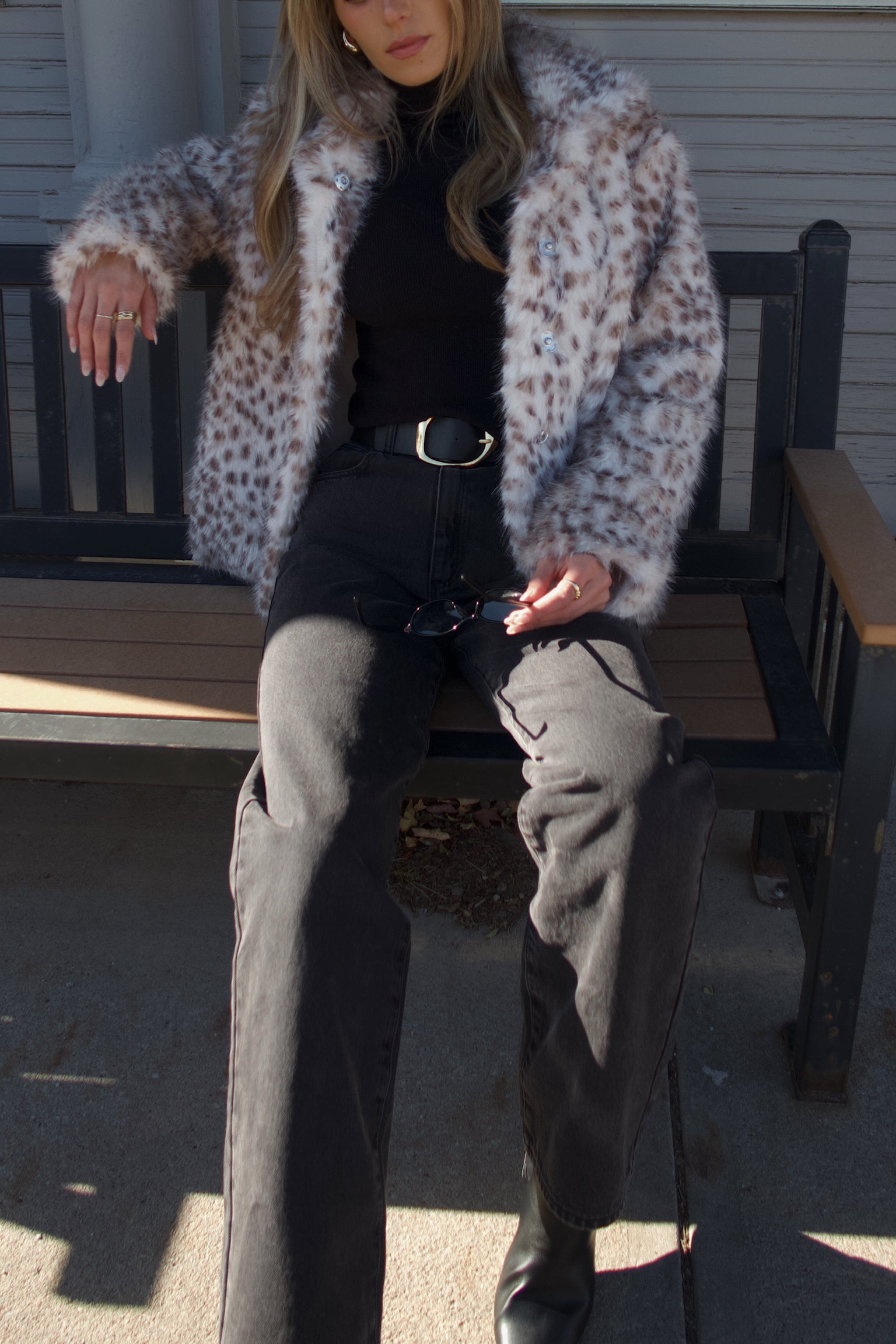 Snow Leopard Faux Fur Jacket