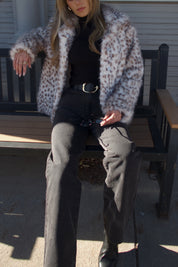 Snow Leopard Faux Fur Jacket