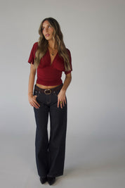 Ronnie Short Sleeve Burgundy Top