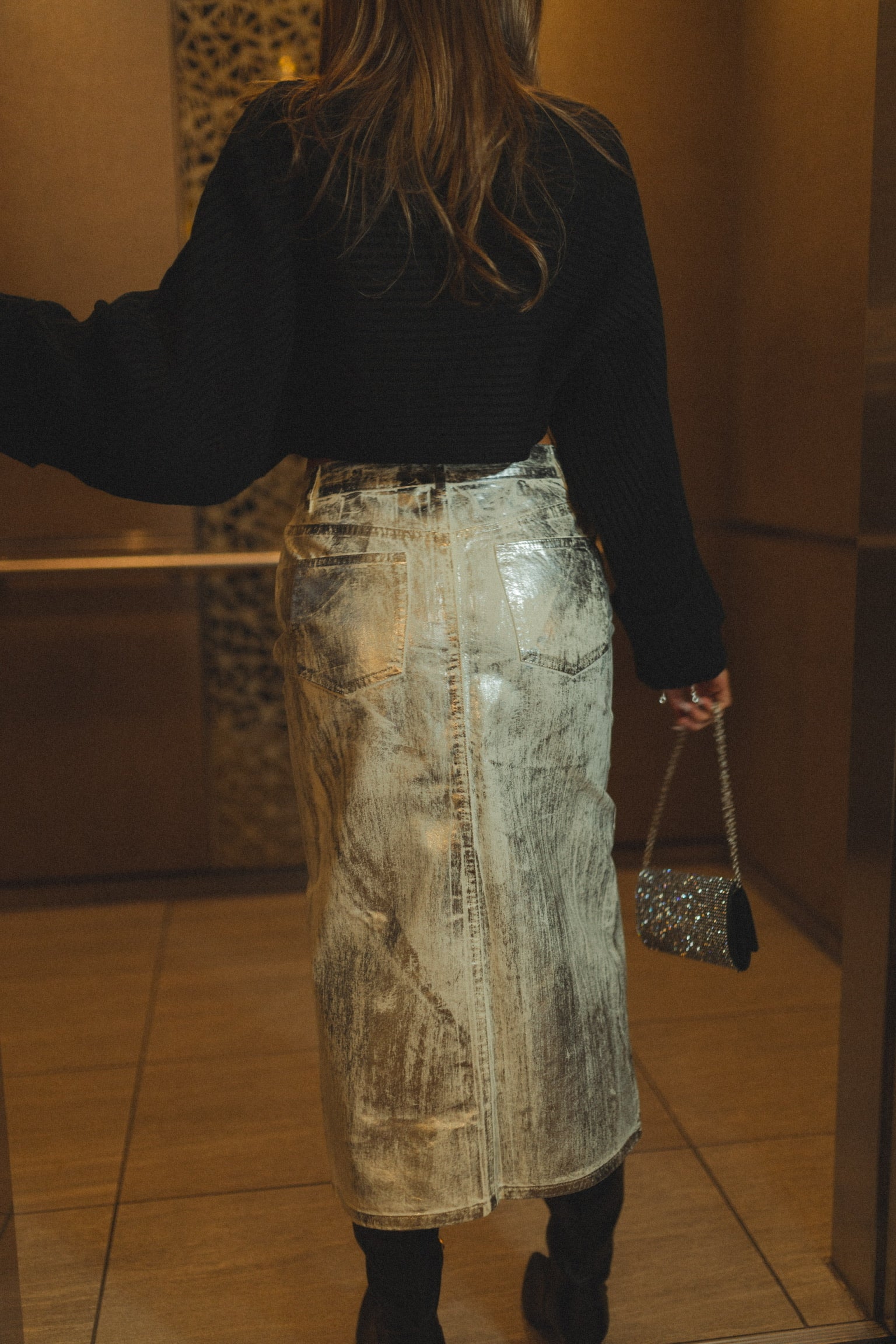 Metallic Midi Skirt