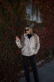 Snow Leopard Faux Fur Jacket