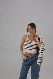 The Striped Knit Cardigan & Tank Set