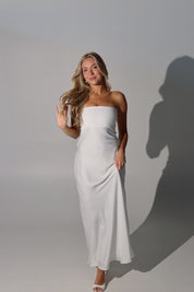 Noele Strapless Satin Maxi Dress