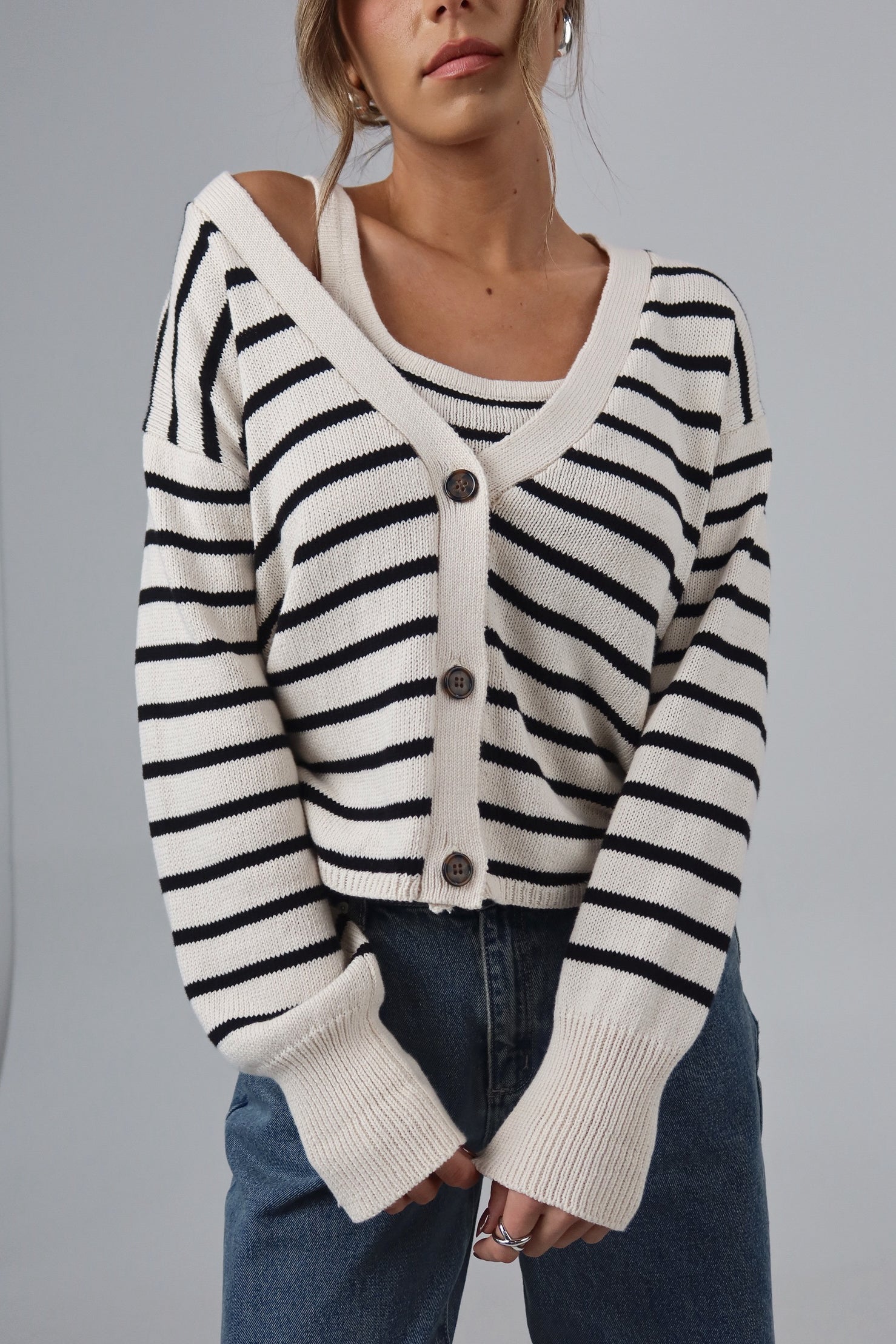 The Striped Knit Cardigan & Tank Set