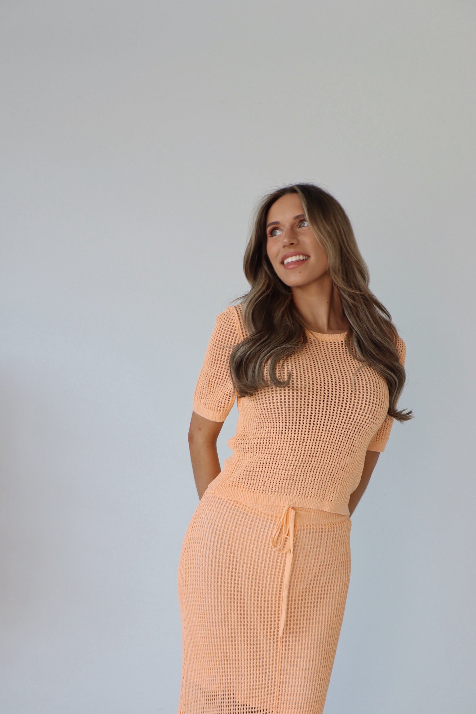 Luxe Crochet Short Sleeve in Melon