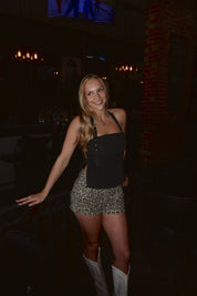 Wren Denim Halter Top In Black