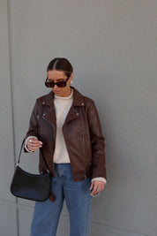 Brown Pleather Moto Jacket