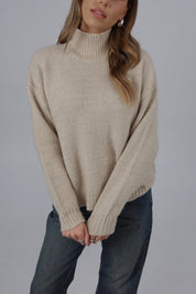 Halsey High Neck Sweater in Cream