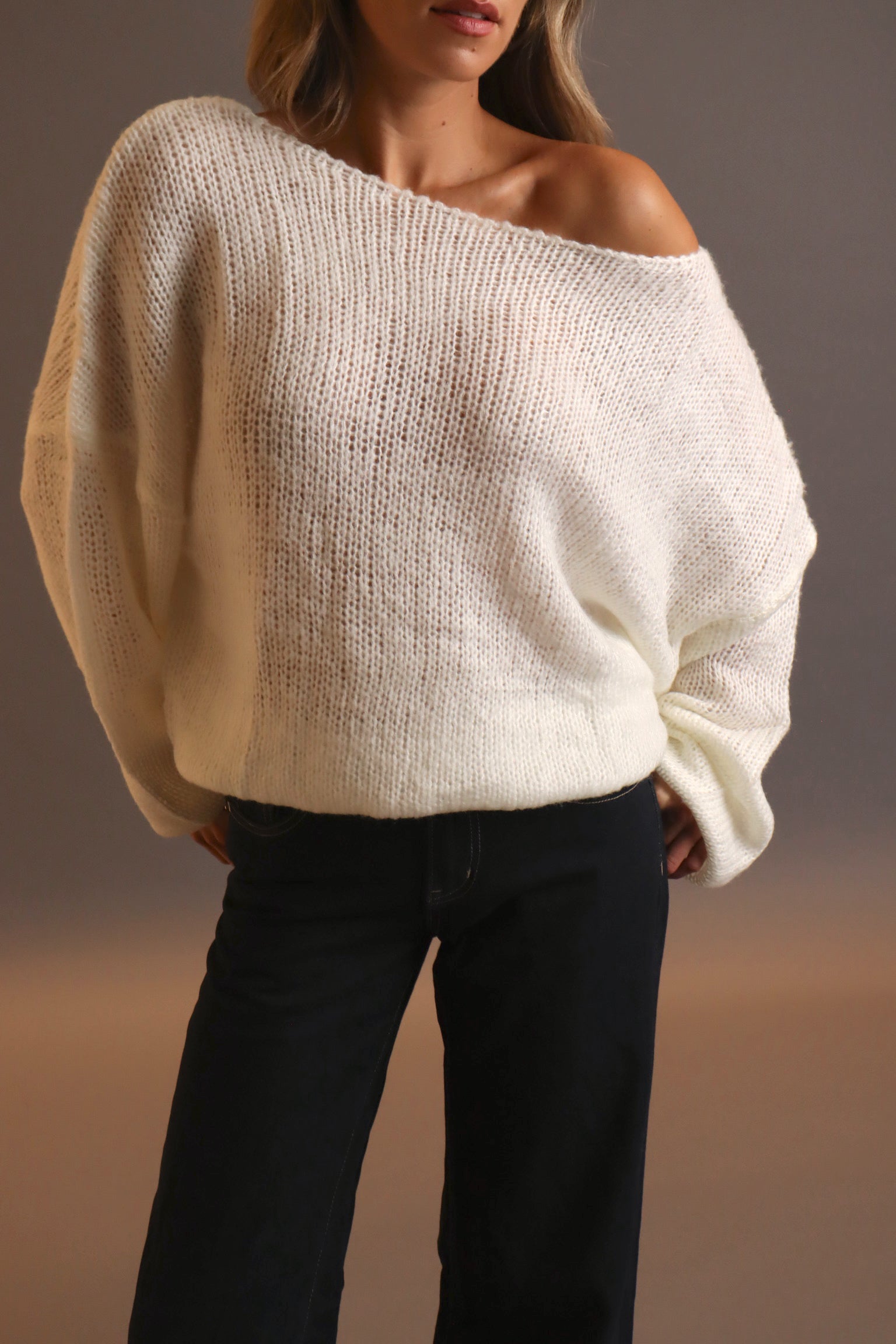 Kacey Boat Neck Pullover Sweater In Ivory