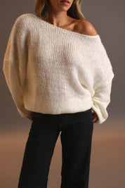 Kacey Boat Neck Pullover Sweater In Ivory