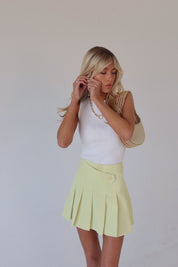Lemon Pleated Mini Skirt