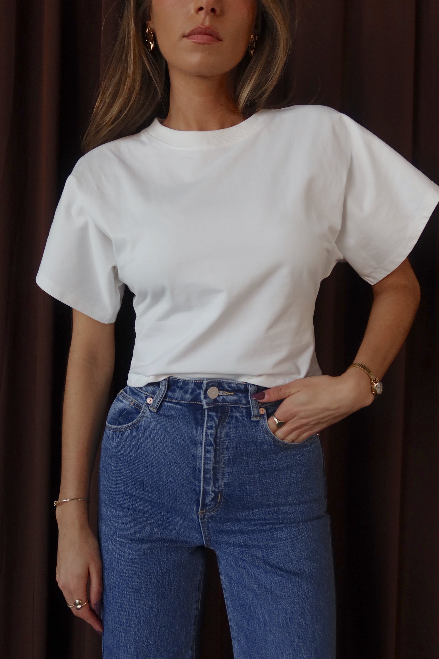 Wide Sleeve Cotton Top in White