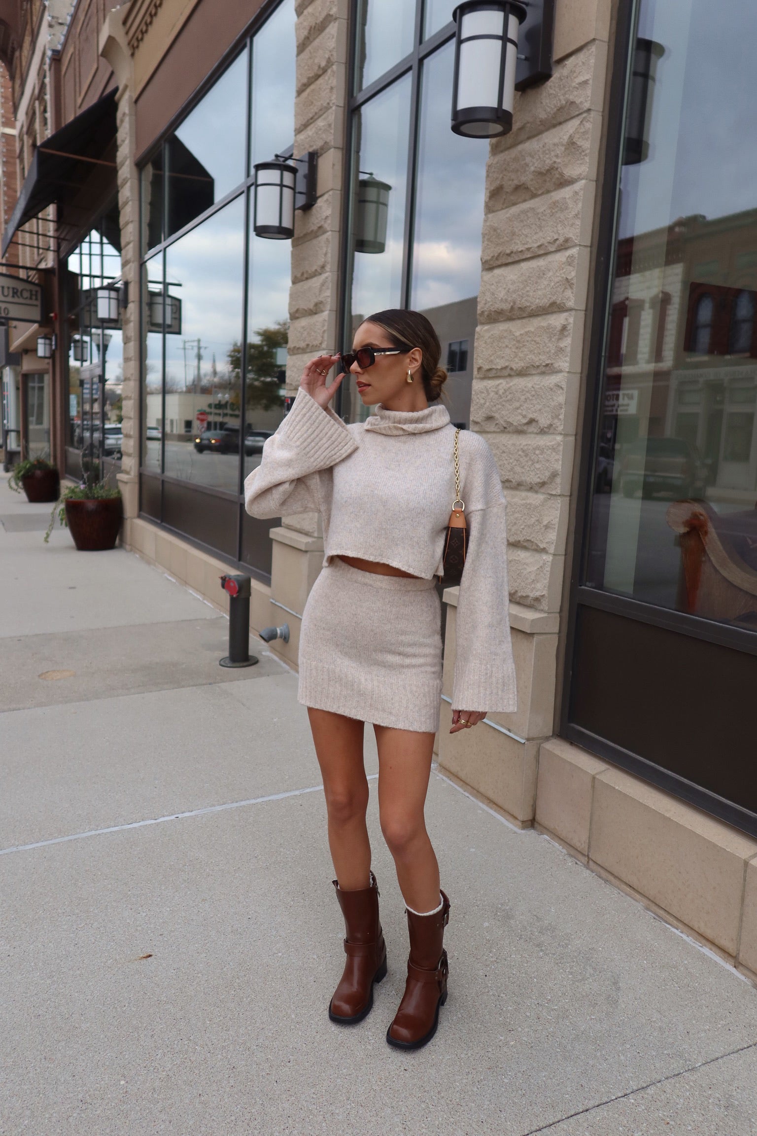 Arianna Cropped Turtleneck Knit Set