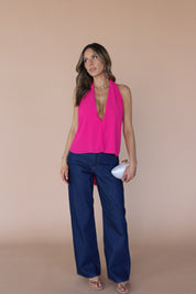 Demi Wrap Top In Magenta