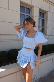 Zoe Puff Sleeve Crop Top And Skirt Set