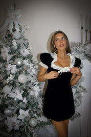 Clara Black Velvet Mini Dress