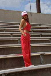 Delany Red Denim Pant Set