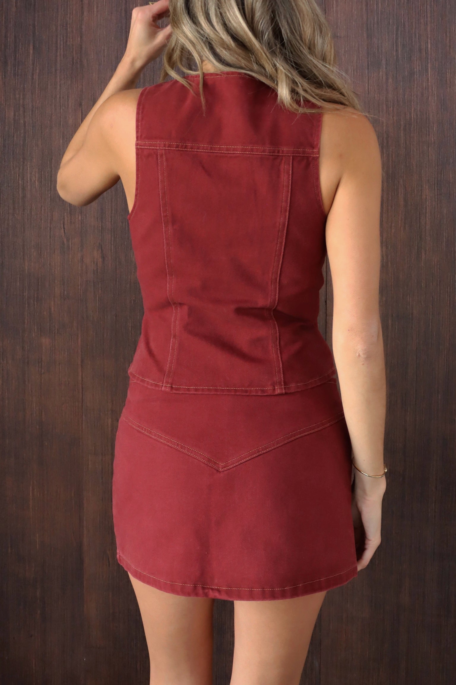 Jovie Burgundy Denim Skort