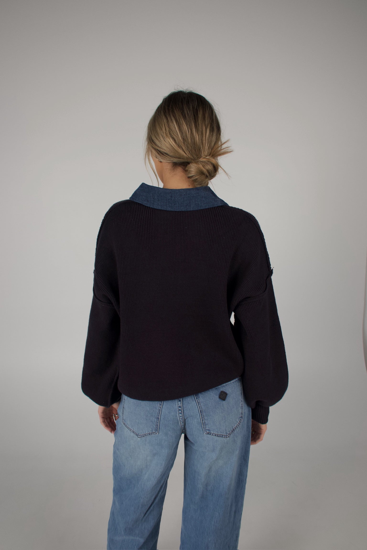 Rowan Navy Polo Sweater