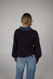 Rowan Navy Polo Sweater