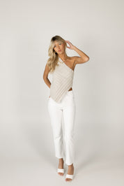 White High Rise Straight Jeans