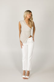 White High Rise Straight Jeans