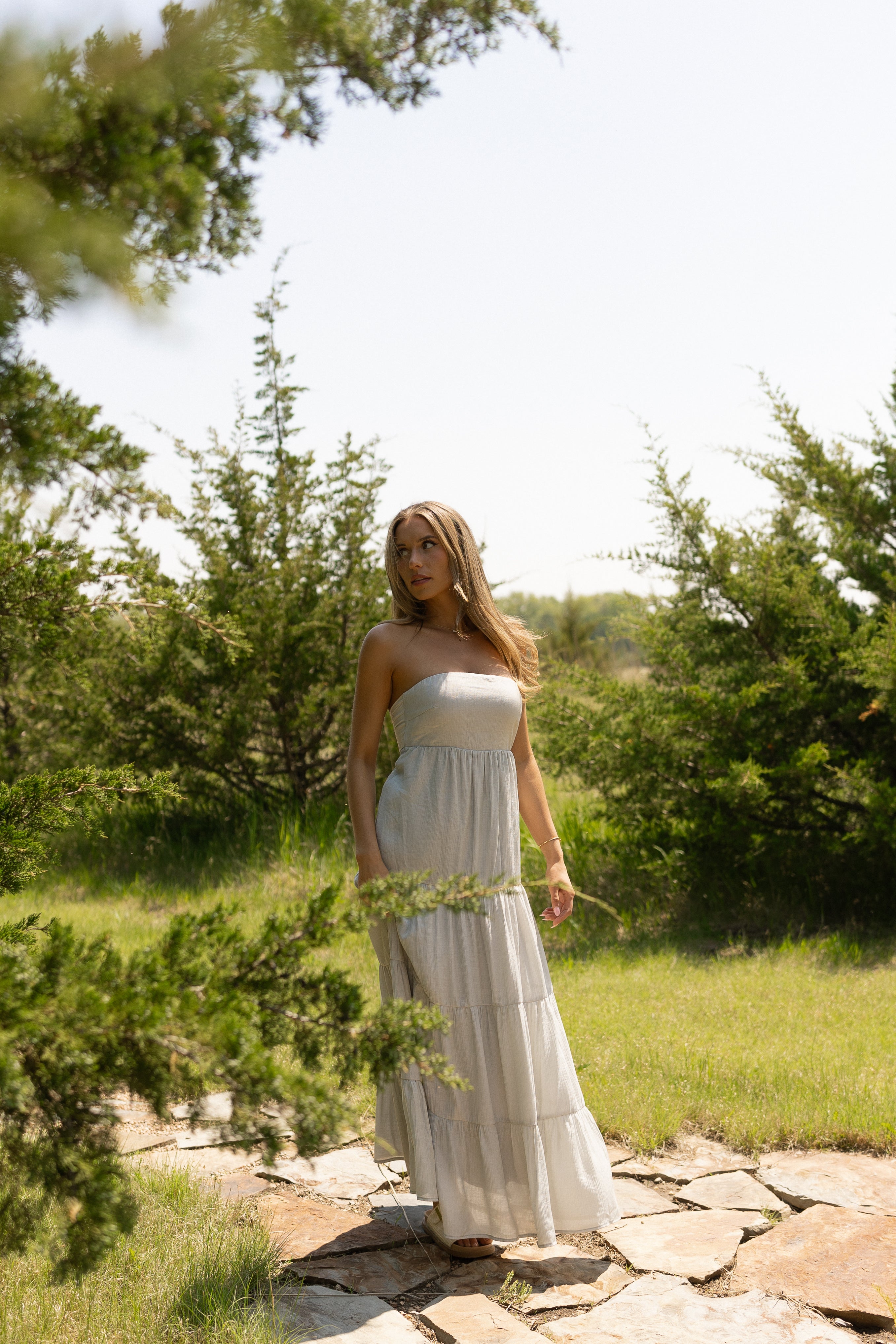 Luna Strapless Tiered Maxi Dress