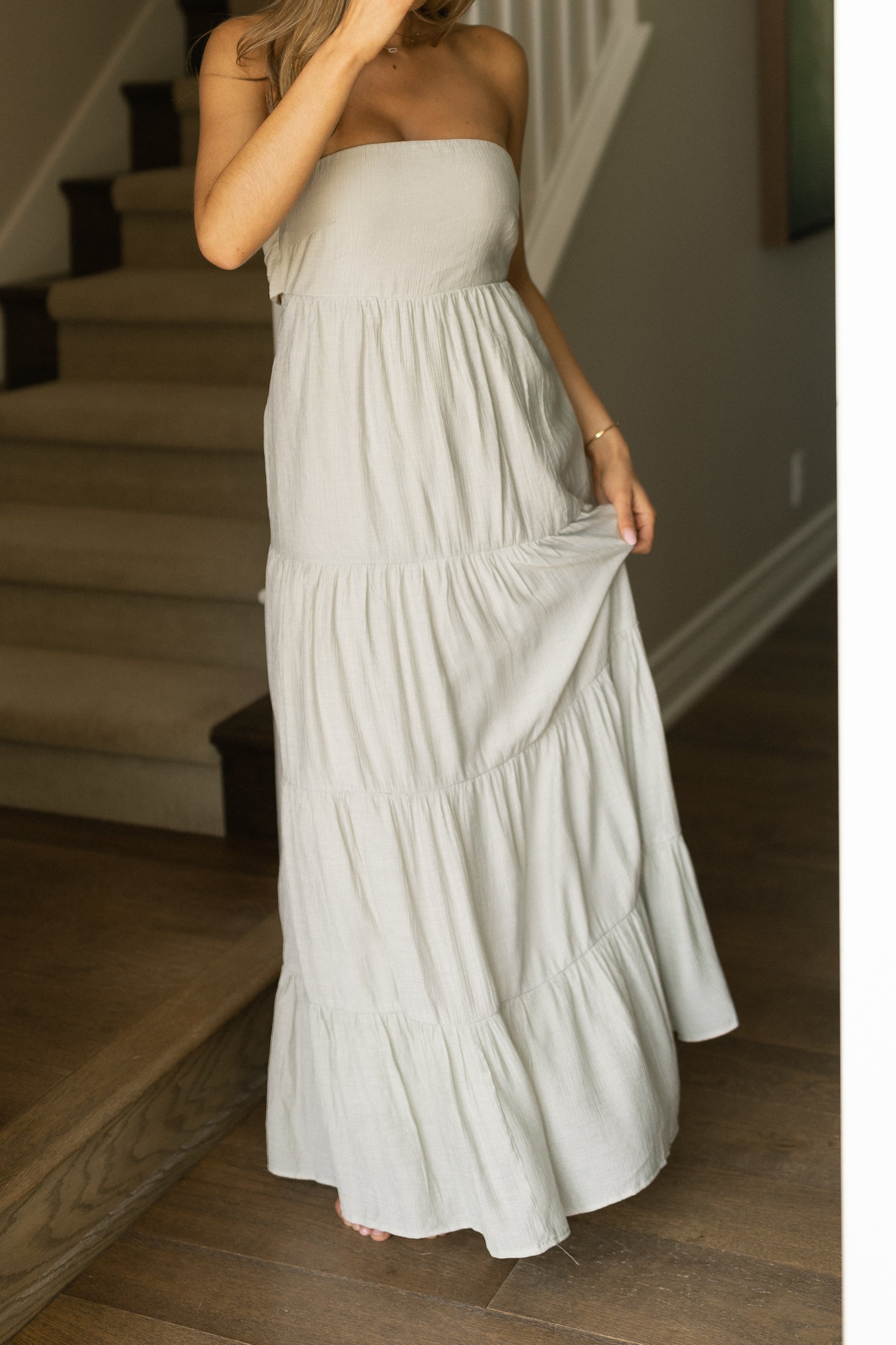 Luna Strapless Tiered Maxi Dress