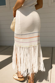 Lilo Knit Stripe and Fringe Maxi Dress