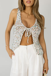 Kinzley Split Front Sequin Top