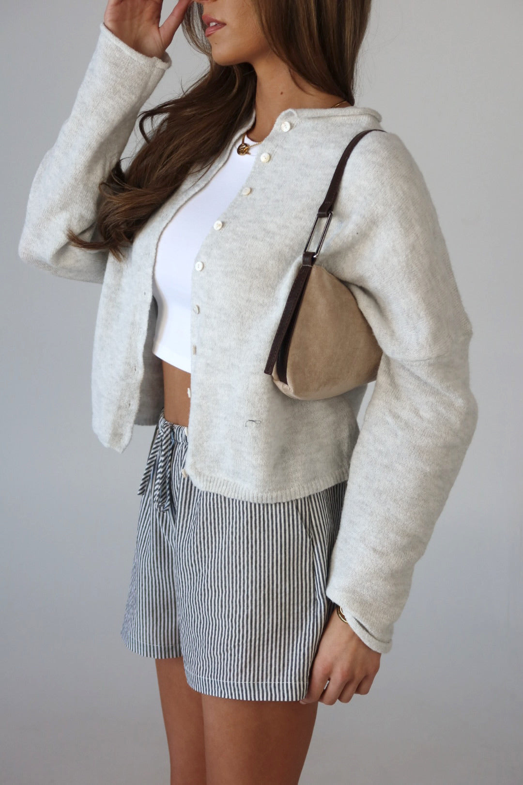 Briar Lightweight Cardigan in Heather Grey