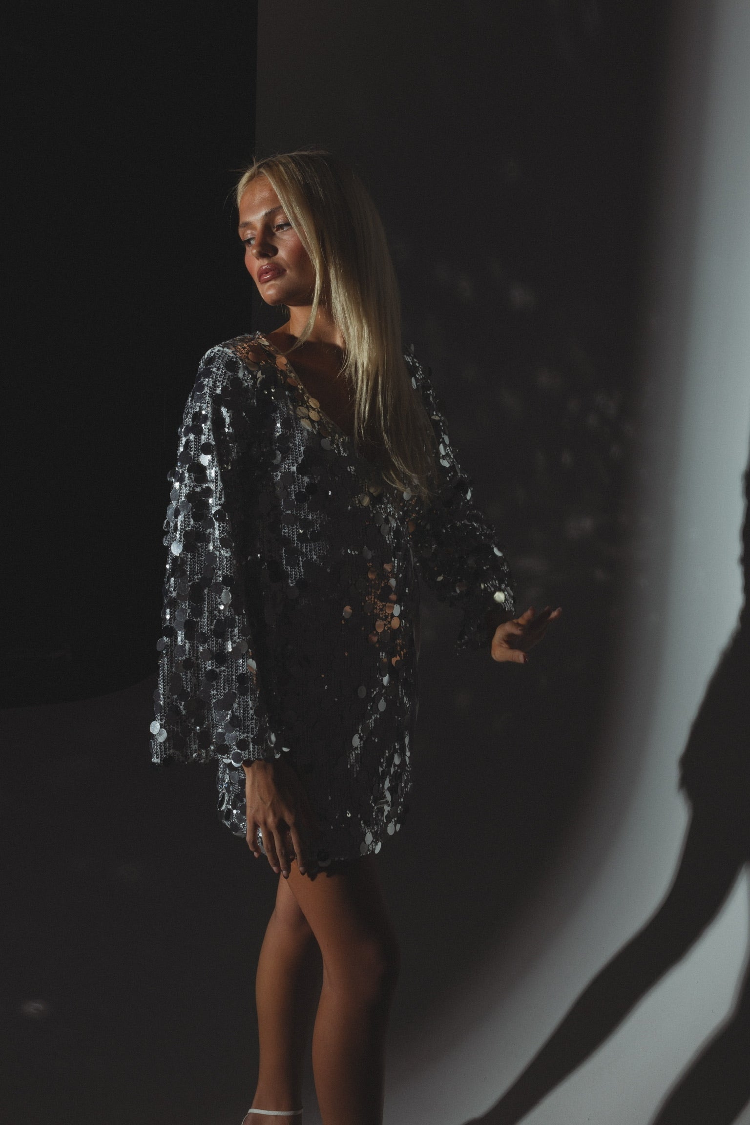 Pop The Champagne Sequin Wrap Dress