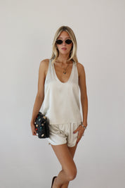Ivory Satin Racerback Tank Top