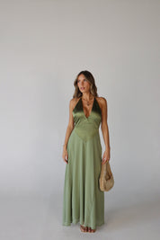 Giada Contrast Maxi Dress in Olive