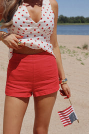 Red Linen Short