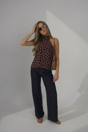 Polina Pink Polka Dot Halter Top