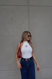Nebraska Ribbed Bodysuit In White