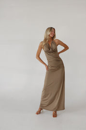 Vienna Midi Dress in Mocha