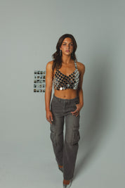 Black Vintage Wash Cargo Jean